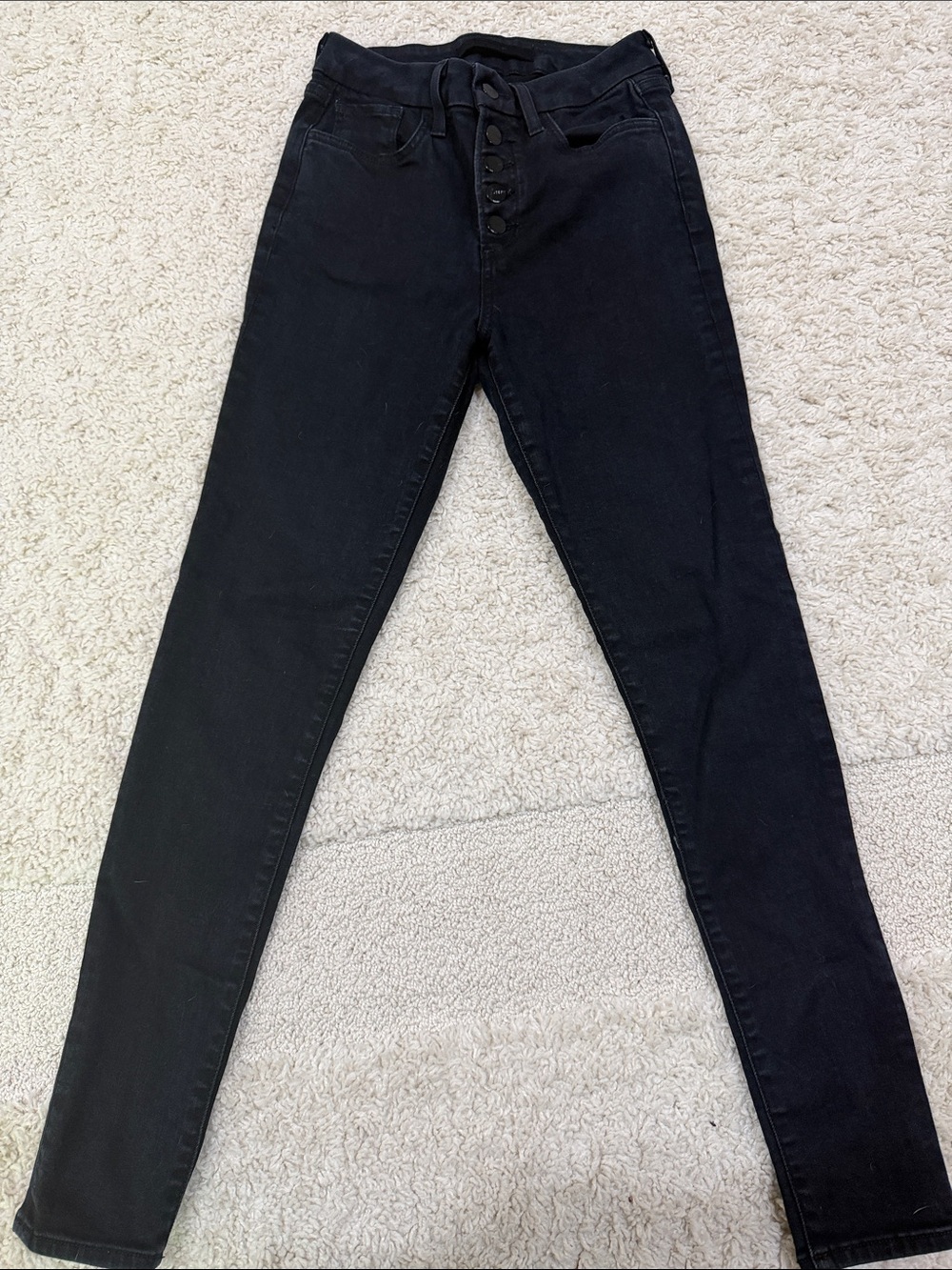 Joe's Jeans Black High-Rise Skinny Button-Fly Jeans